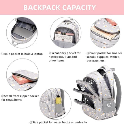 Daisy Printed Kids Backpack Set - Black/Yellow - 3 pcs