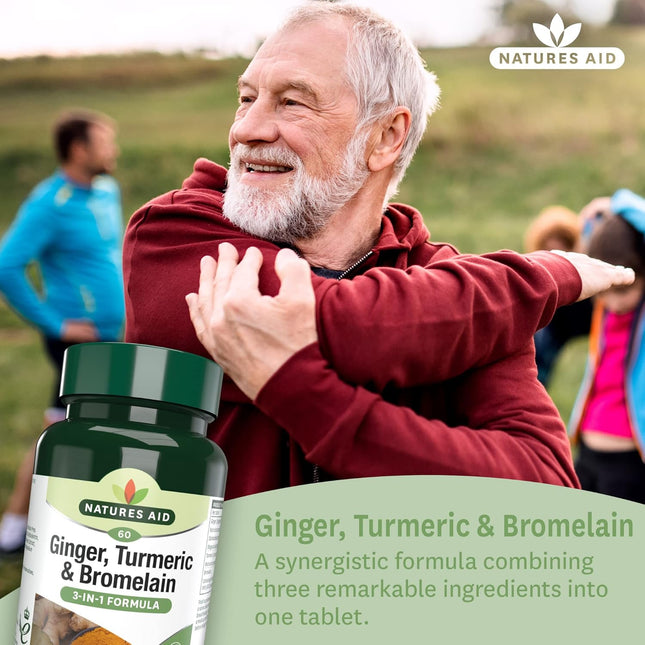 Natures Aid Ginger Turmeric Bromelain 60 Tablets