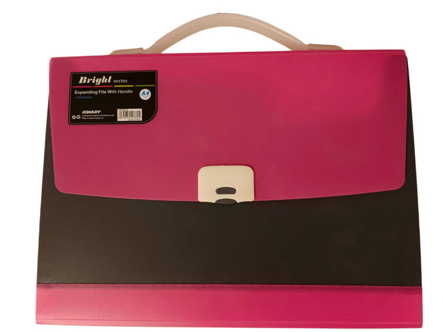 Expanding File W/Handle 13-Pkts Pink / KINARY