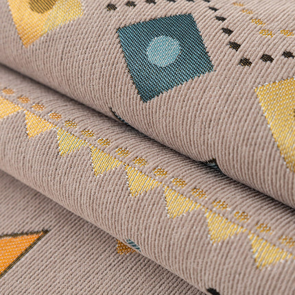 Geometric Pattern Sofa Cover and Pillowcase - Coffee Beige