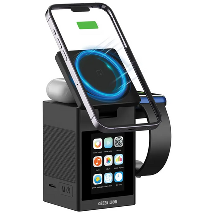 Smart Station Pro LCD Display Wireless Charger with Speaker - Black