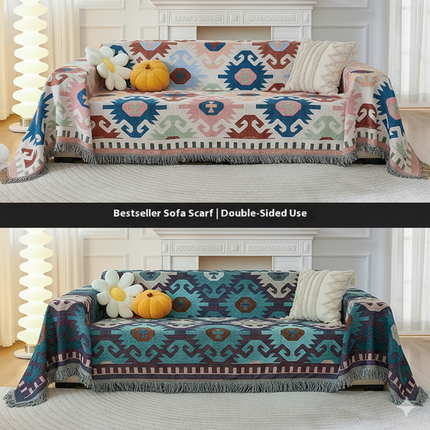Nordic Style Sofa Blanket - Double Sided -  Blue/White 180*300cm