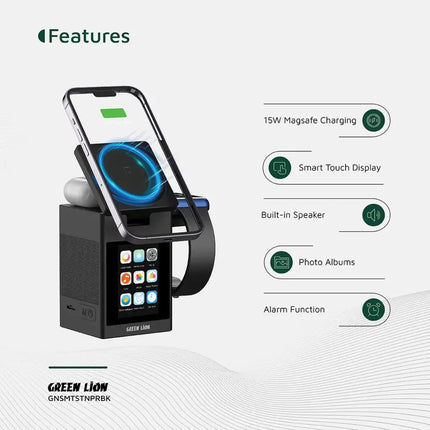 Smart Station Pro LCD Display Wireless Charger with Speaker - Black