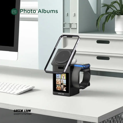 Smart Station Pro LCD Display Wireless Charger with Speaker - Black