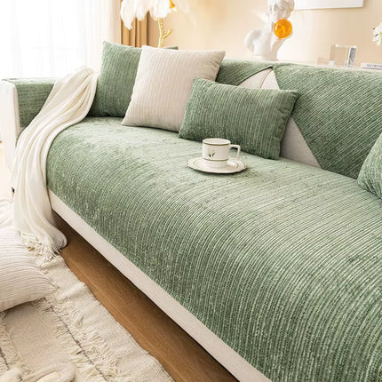 Luxury Solid Color Chenille Sofa Cushion Olive Green