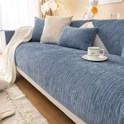 Luxury Solid Color Chenille Sofa Cushion Blue