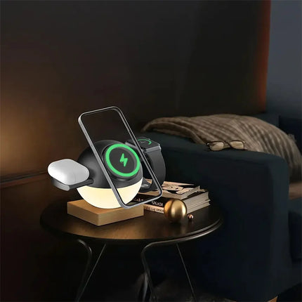 Porodo Orbix 3-In-1 Wireless Charger With Adjustable Ambient Light