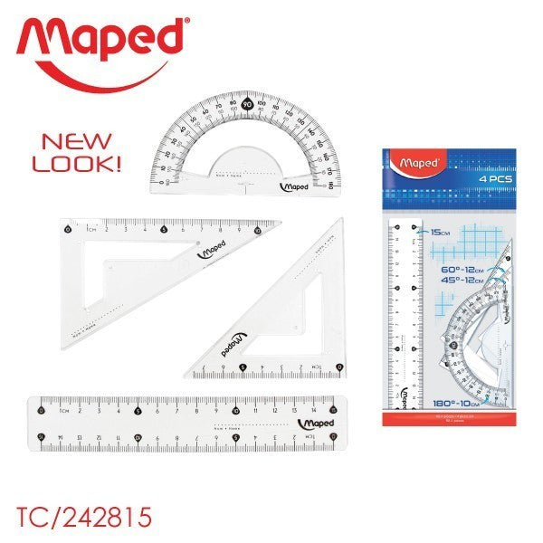 Maped Plastic Geometric Set 15cm 4pcs
