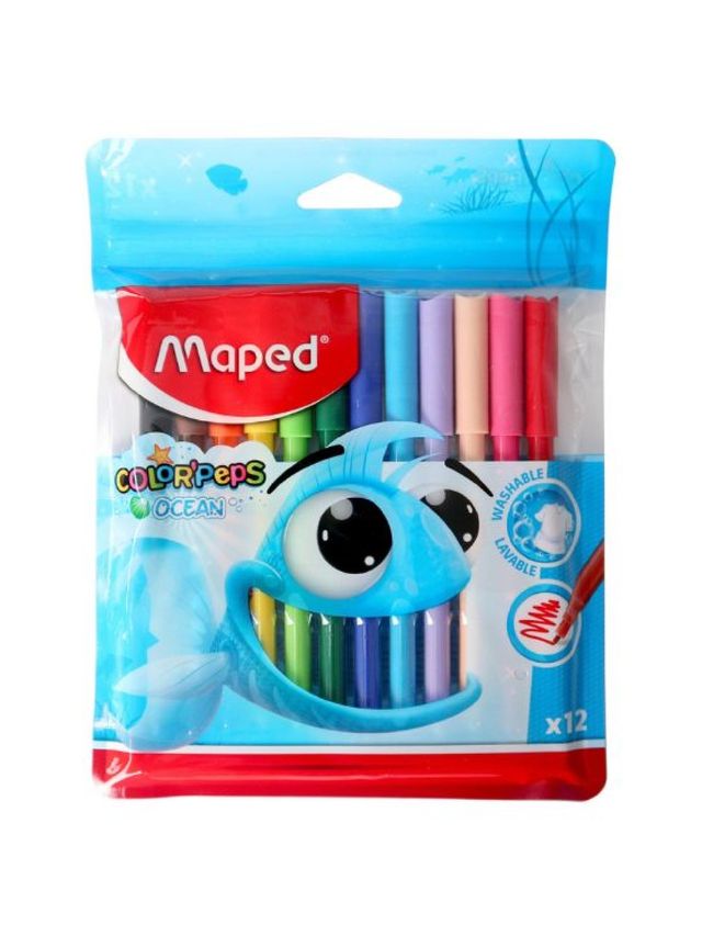 Maped Washable Fiber Pens Ocean Color'Peps x12