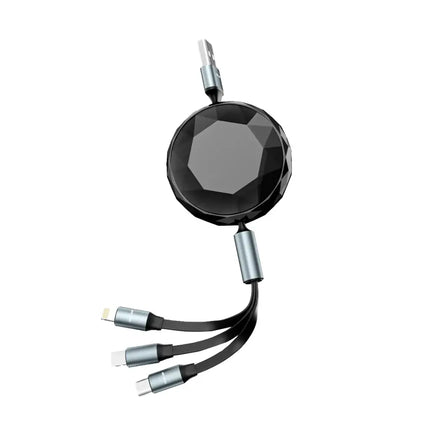 5 in 1 Retractable Cable -1.2m-Black Aluminum Shell