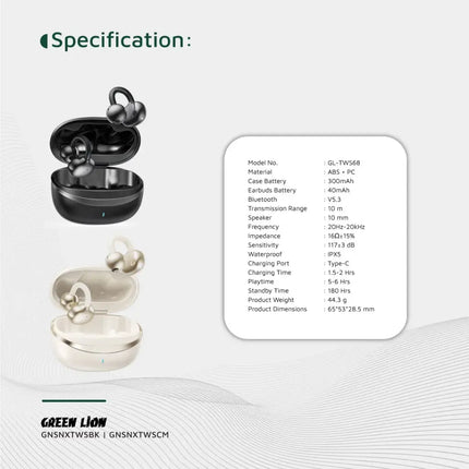 Green Lion Sonix Clip On Earbuds