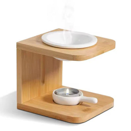 Essential Oil Wood Burner with Ceramic Tea Light
