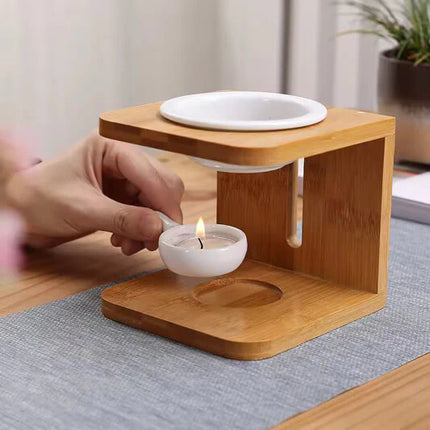 Essential Oil Wood Burner with Ceramic Tea Light