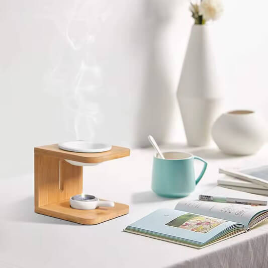 Essential Oil Wood Burner with Ceramic Tea Light