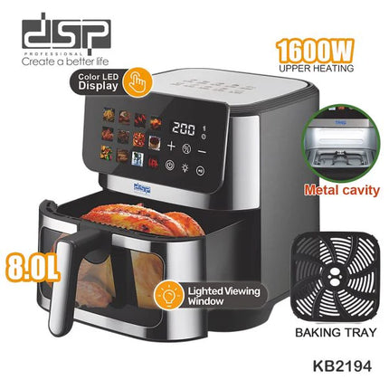 Air Fryer Digital 1600W + Bottom heating 500W 8 Liters