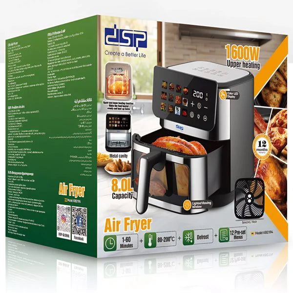 Air Fryer Digital 1600W + Bottom heating 500W 10 Liters