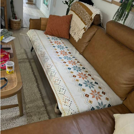 Geometric Pattern Sofa Cover 2 Seaters -70cm*150cm - Beige