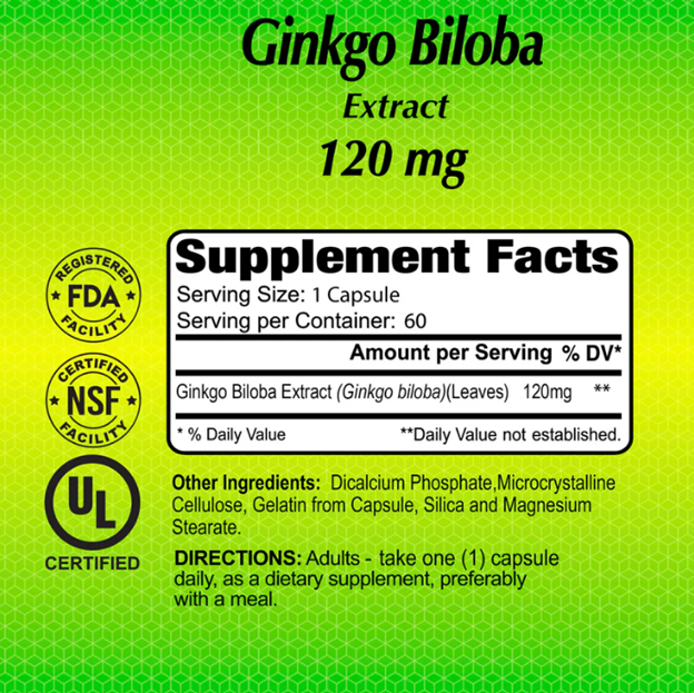 Alfa Vitamins Ginkgo Biloba 120mg 60 Capsules