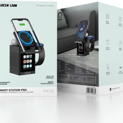 Smart Station Pro LCD Display Wireless Charger with Speaker - Black