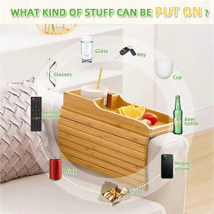 Bamboo Sofa Armrest Slide Tray - SmartSouks
