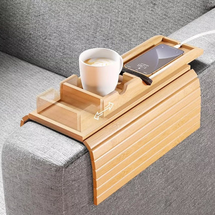 Bamboo Sofa Armrest Slide Tray