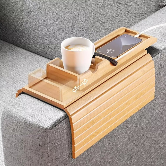 Bamboo Sofa Armrest Slide Tray