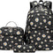 Daisy Printed Kids Backpack Set - Black/Yellow - 3 pcs - SmartSouks