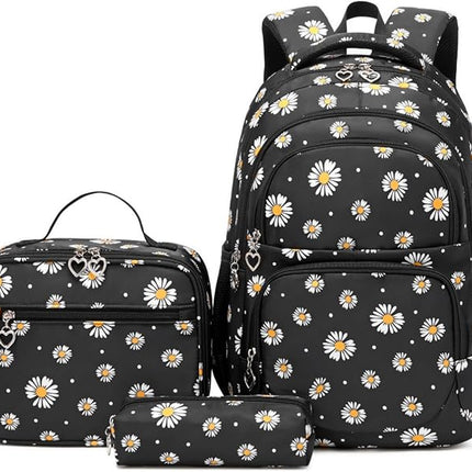 Daisy Printed Kids Backpack Set - Light Grey - 3 pcs - SmartSouks