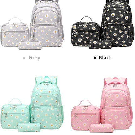Daisy Printed Kids Backpack Set - Light Grey - 3 pcs - SmartSouks