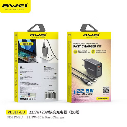 Two Awei charger packages on a white background