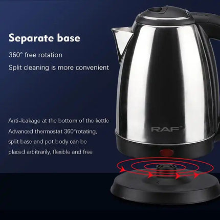 Electric Kettle Water Warmer 2L Stainless Steel - SmartSouks