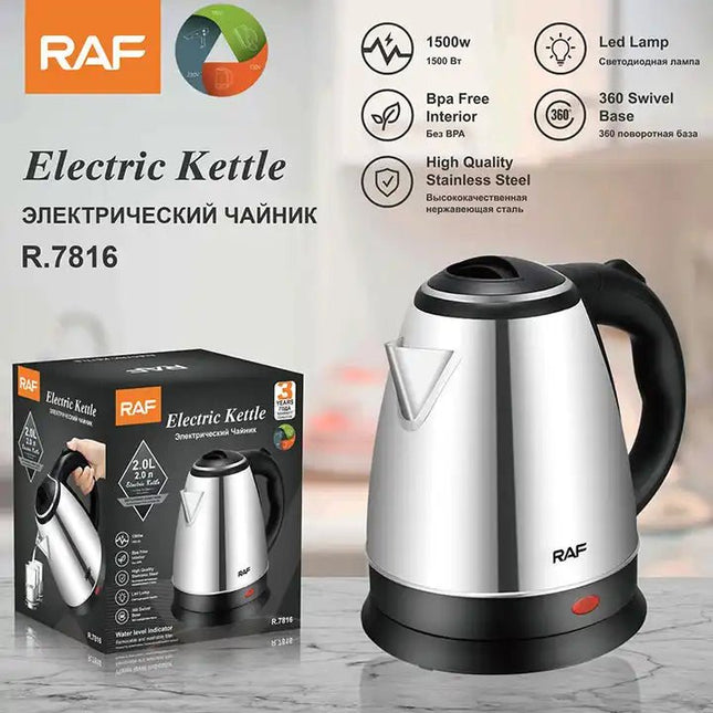 Electric Kettle Water Warmer 2L Stainless Steel - SmartSouks