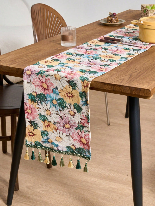 Floral Jacquard Table Runner 30*200cm - SmartSouks