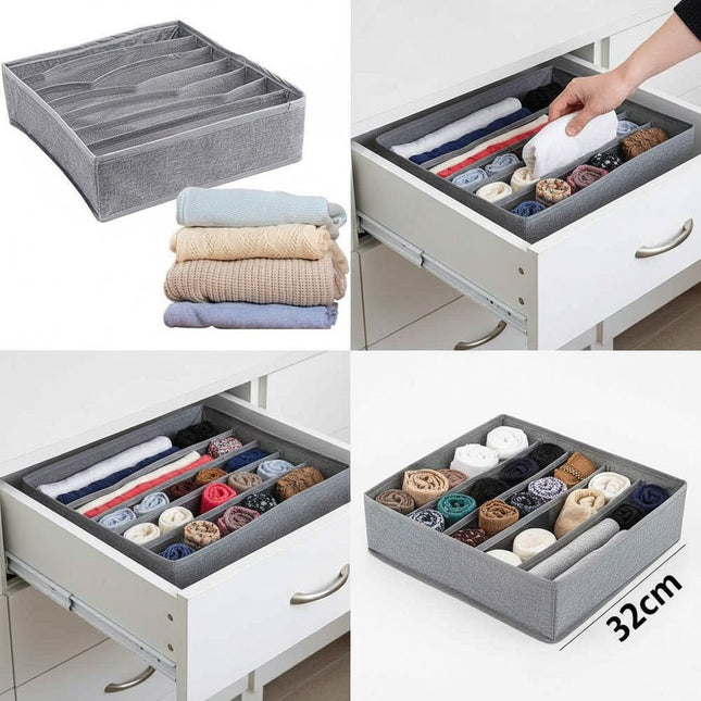 Foldable Closet Sock & Underwear Drawer Organizer (7 Partitions) - SmartSouks
