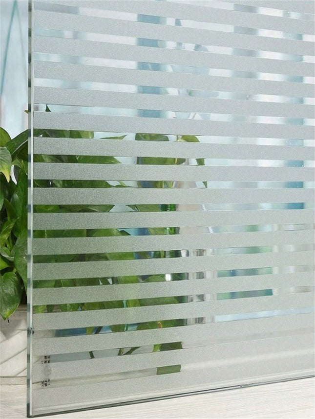 Frosted Window Privacy Film - Static Cling Stripe Pattern