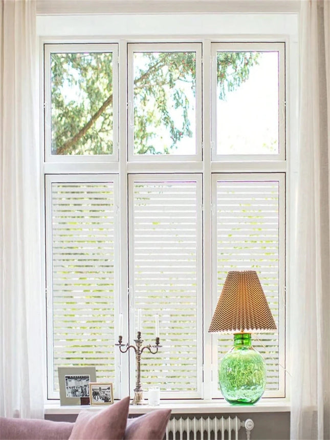 Frosted Window Privacy Film - Static Cling Stripe Pattern