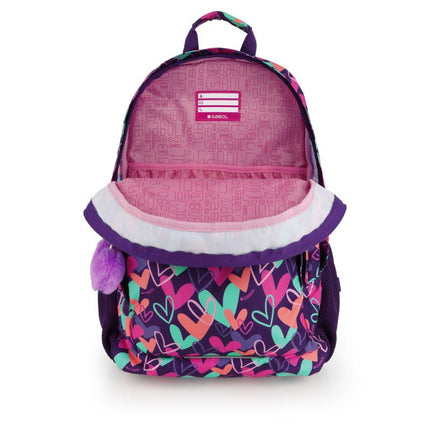 Gabol School Backpack 3 Parts Kokoro Hearts 32x44x18cm237840/2026 Purple