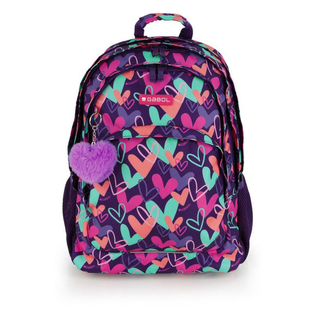 Gabol School Backpack 3 Parts Kokoro Hearts 32x44x18cm237840/2026 Purple