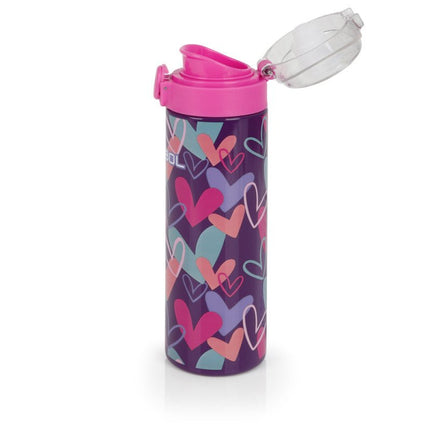 Gabol School Stainless Steel Bottle Kokoro Hearts 6.5x22.5x6.5cm 600ML237852/2026 Purple