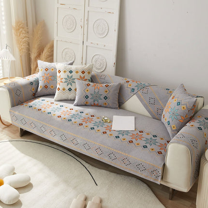 Geometric Pattern Sofa Cover and Pillowcase - Grey - SmartSouks