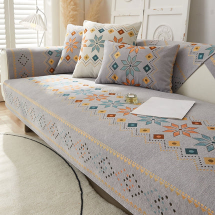 Geometric Pattern Sofa Cover and Pillowcase - Grey - SmartSouks