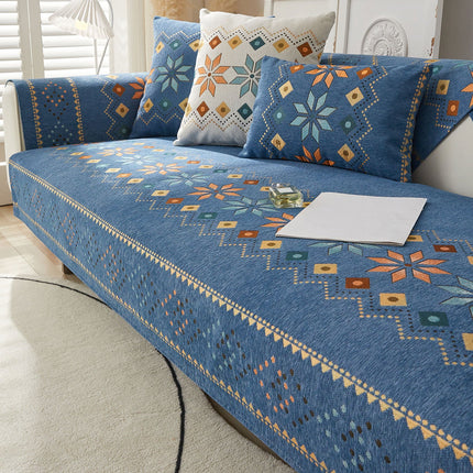Geometric Pattern Sofa Covers and Pillowcases - Blue - SmartSouks
