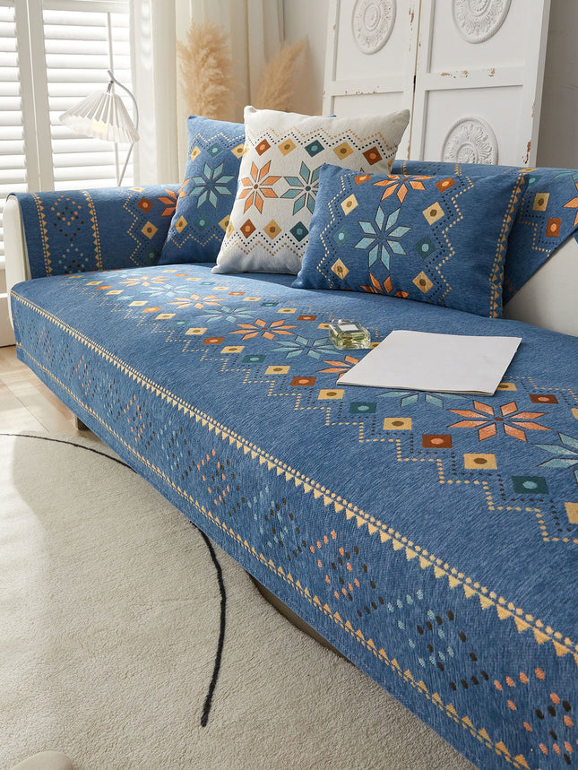 Geometric Pattern Sofa Covers and Pillowcases - Blue - SmartSouks