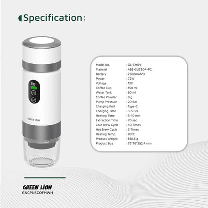 Green Lion Campinas Portable Coffee Maker 80mLPortable Coffee Maker