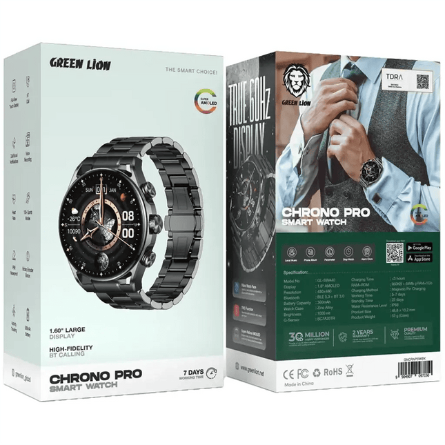 Green Lion Chrono Pro Smart Watch (Silver)Smart Watches