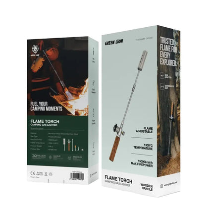 Green Lion Flame Torch Camping Gas Lighter - SilverGas Lighter