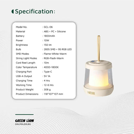 Green Lion Lumex LED Light with Inbuilt String LightLED Light