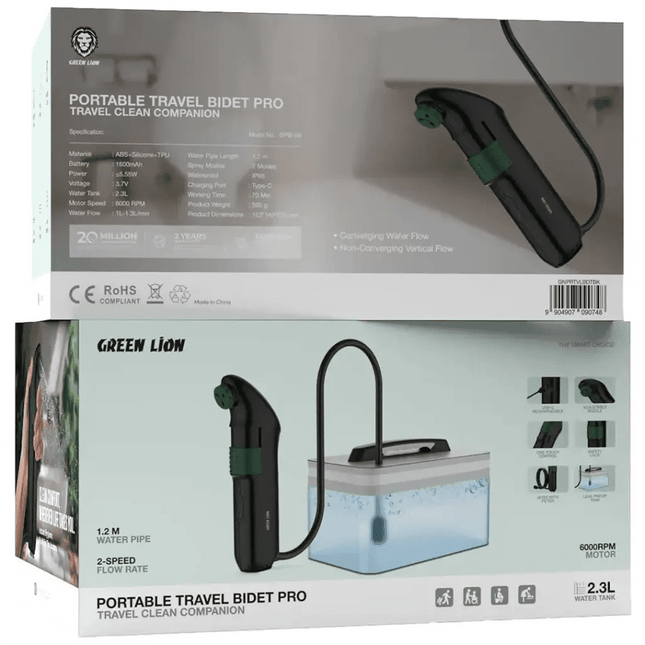 Green Lion Portable Travel Bidet Pro with Tank - BlackPortable Bidet
