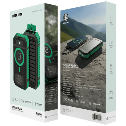 Green Lion Solar Flex 20000mAh Power Bank - Green & BlackPower Banks
