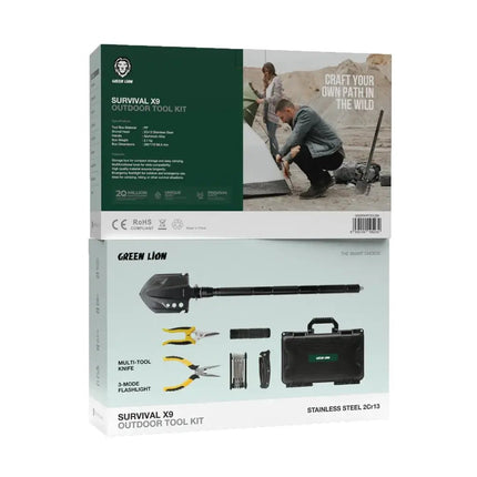 Green Lion Survival X9 Outdoor Tool Kit - BlackShovel